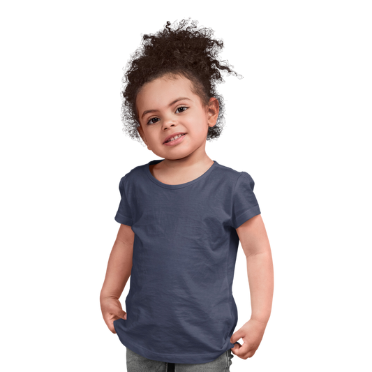 Charming Comfort: Girls’ Cotton T-Shirt - Navy Blue