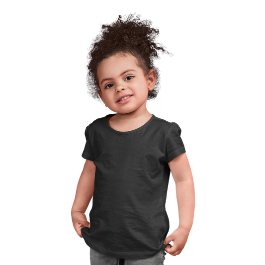 Charming Comfort: Girls’ Cotton T-Shirt - Black