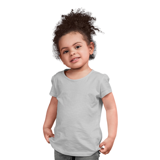 Charming Comfort: Girls’ Cotton T-Shirt - Grey