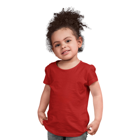 Charming Comfort: Girls’ Cotton T-Shirt -  Red