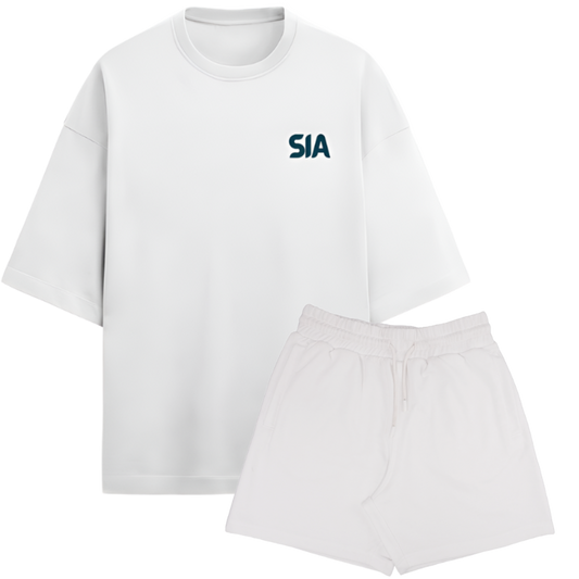 Polar Bear White Terry Co-ord Set | Oversized T-shirt & Shorts