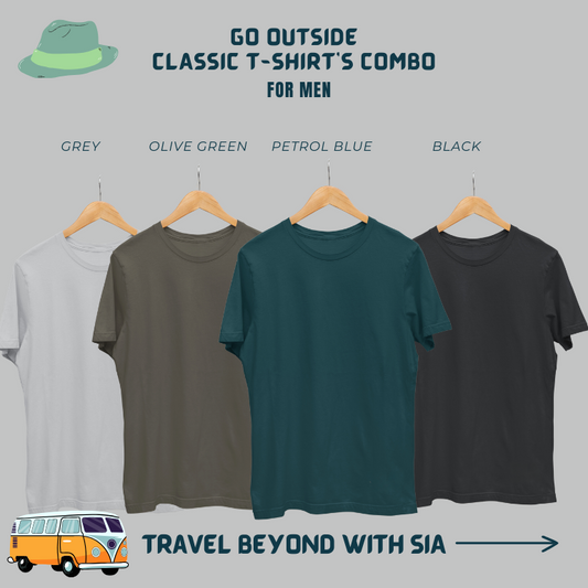 GO OUTSIDE | SIA Men's Classic Solid color T-Shirts COMBO | 15 Colors