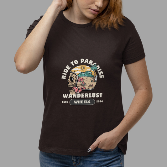 Ride to paradise | Women's Bikers T-Shirt | Coffee Brown