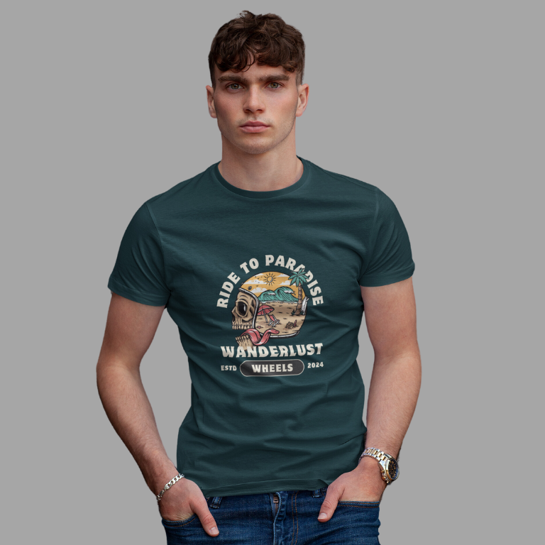 Ride to paradise | Men's Bikers T-Shirts | Petrol Blue