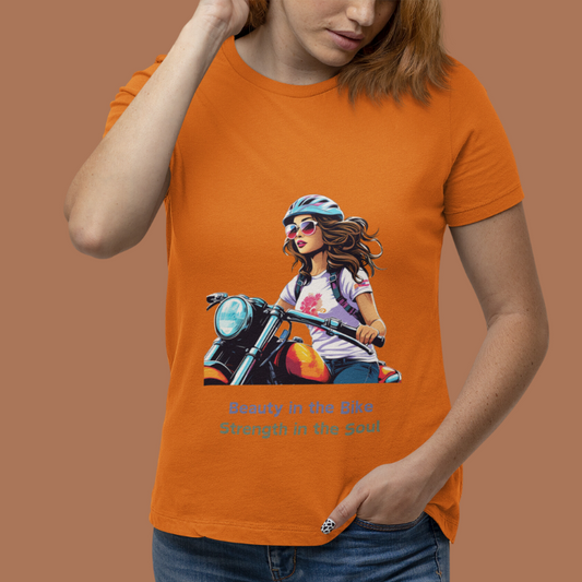 Beauty is the Bike | Women's Bikers T-Shirt | Orange