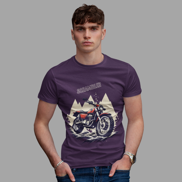 SCRAMBLER | Men's Bikers T-Shirt | Purple