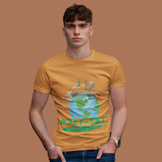 JET-SET All around the world | Men's Explorer T-Shirt | Golden Yellow