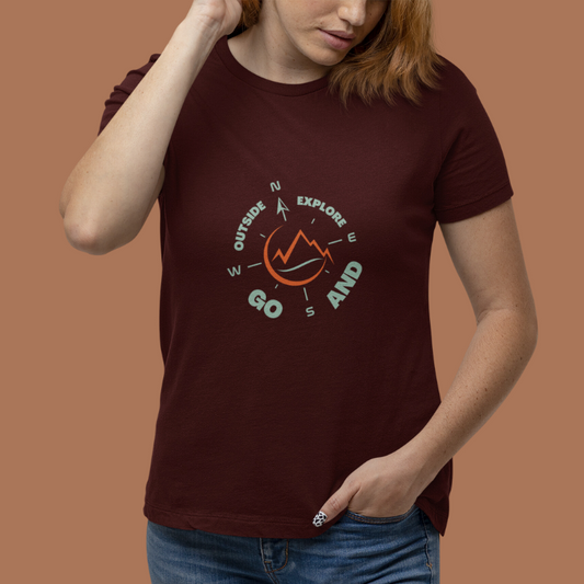 Navigate and Explore |  Maroon | Women's Exploration T-Shirt