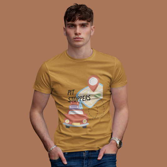 Pit Stoppers | Men's Exploration T-Shirt | Mustard Yellow