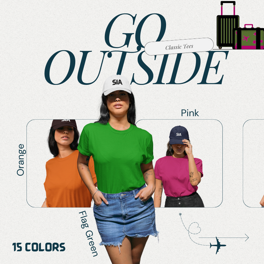 GO OUTSIDE | SIA Women's Classic Solid color T-Shirts COMBO | 15 Colors